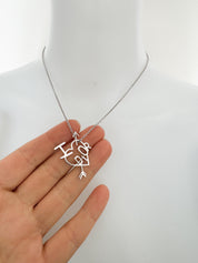 Dainty Christian Dior Silver Tone Vintage Heart Logo Choker Necklace, I Love Dior Necklace, silver heart necklace, vintage Dior Charm