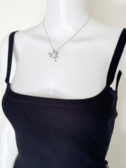 Dainty Christian Dior Silver Tone Vintage Heart Logo Choker Necklace, I Love Dior Necklace, silver heart necklace, vintage Dior Charm