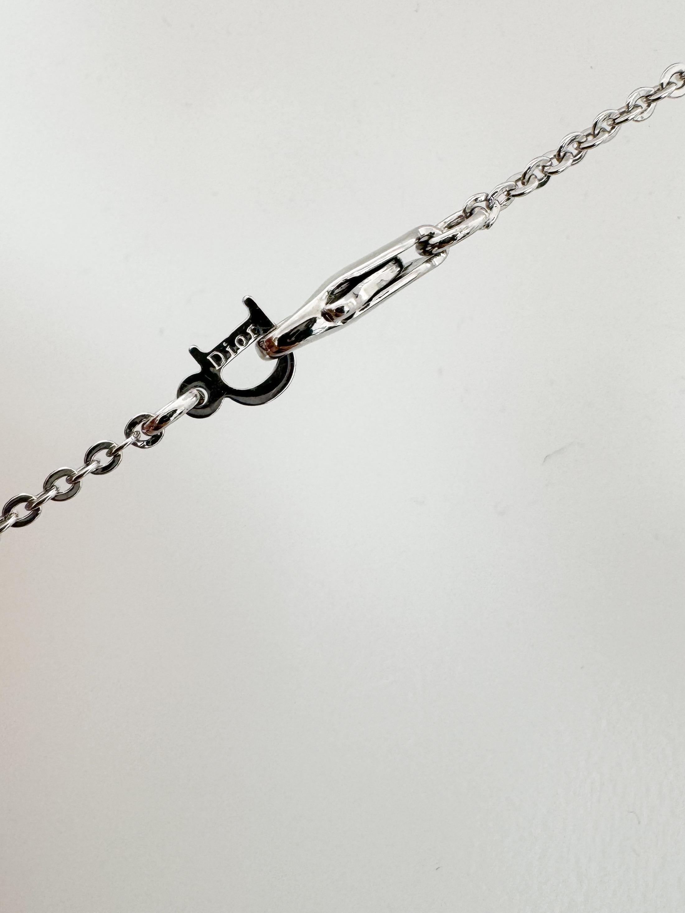 Dainty Christian Dior Silver Tone Vintage Heart Logo Choker Necklace, I Love Dior Necklace, silver heart necklace, vintage Dior Charm
