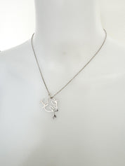 Dainty Christian Dior Silver Tone Vintage Heart Logo Choker Necklace, I Love Dior Necklace, silver heart necklace, vintage Dior Charm