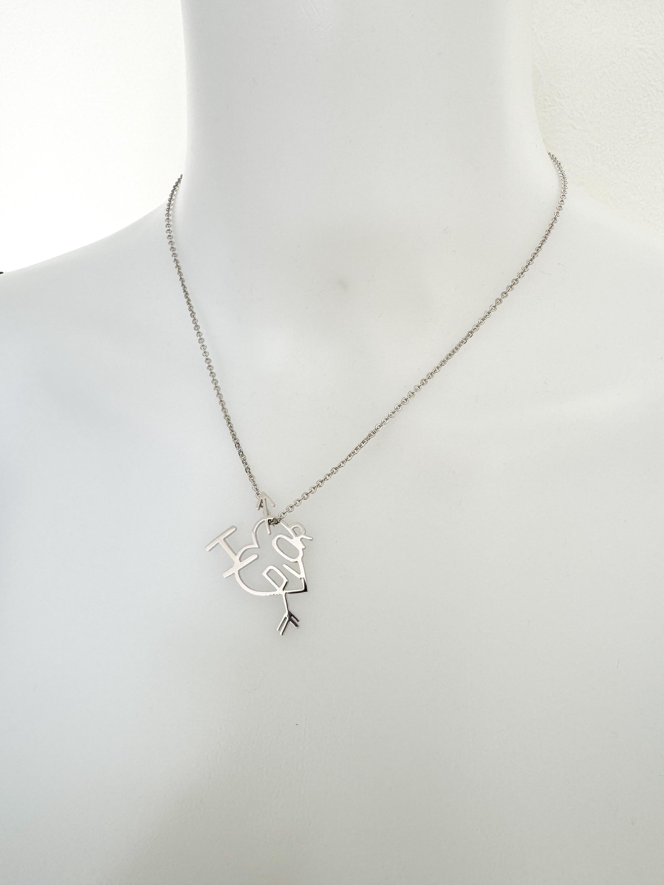 Dainty Christian Dior Silver Tone Vintage Heart Logo Choker Necklace, I Love Dior Necklace, silver heart necklace, vintage Dior Charm