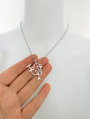 Dainty Christian Dior Silver Tone Vintage Heart Logo Choker Necklace, I Love Dior Necklace, silver heart necklace, vintage Dior Charm