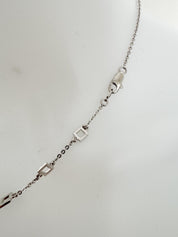 Dainty Christian Dior Silver Tone Vintage Heart Logo Choker Necklace, I Love Dior Necklace, silver heart necklace, vintage Dior Charm