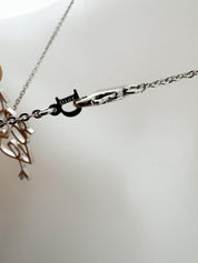 Dainty Christian Dior Silver Tone Vintage Heart Logo Choker Necklace, I Love Dior Necklace, silver heart necklace, vintage Dior Charm