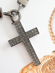 Vintage Christian Dior cross Choker Black Tone,  Dior Cross Necklace, Gift for her, Best Friend Gift, Modern Bridal Necklace Cross Pendant