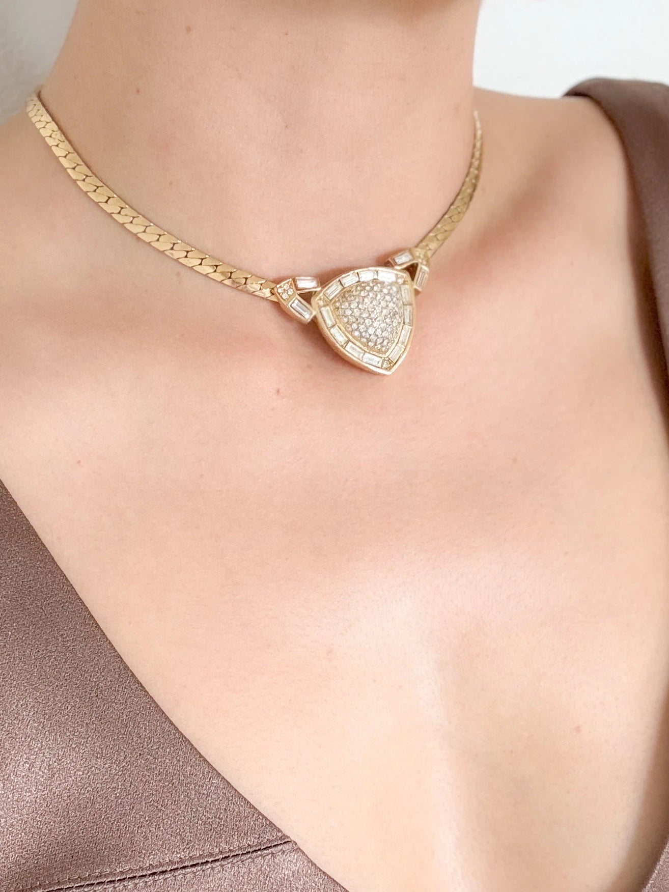 Vintage Christian Dior Necklace, Choker Necklace Gold, Vintage Rhinestone, Bridal Jewelry, Wedding Jewelry, Jewelry for Women, Gift for her