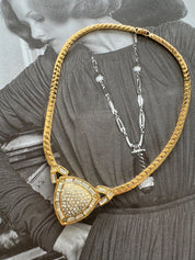 Vintage Christian Dior Necklace, Choker Necklace Gold, Vintage Rhinestone, Bridal Jewelry, Wedding Jewelry, Jewelry for Women, Gift for her