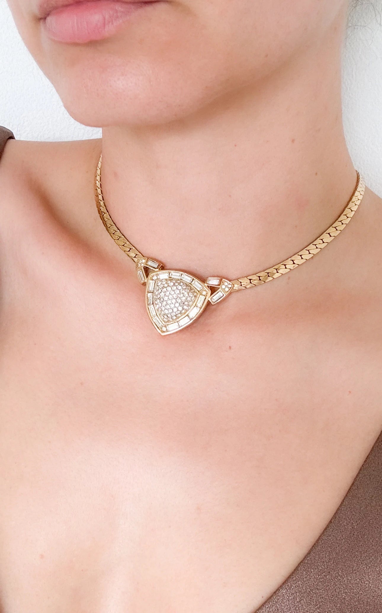 Vintage Christian Dior Necklace, Choker Necklace Gold, Vintage Rhinestone, Bridal Jewelry, Wedding Jewelry, Jewelry for Women, Gift for her
