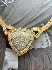 Vintage Christian Dior Necklace, Choker Necklace Gold, Vintage Rhinestone, Bridal Jewelry, Wedding Jewelry, Jewelry for Women, Gift for her