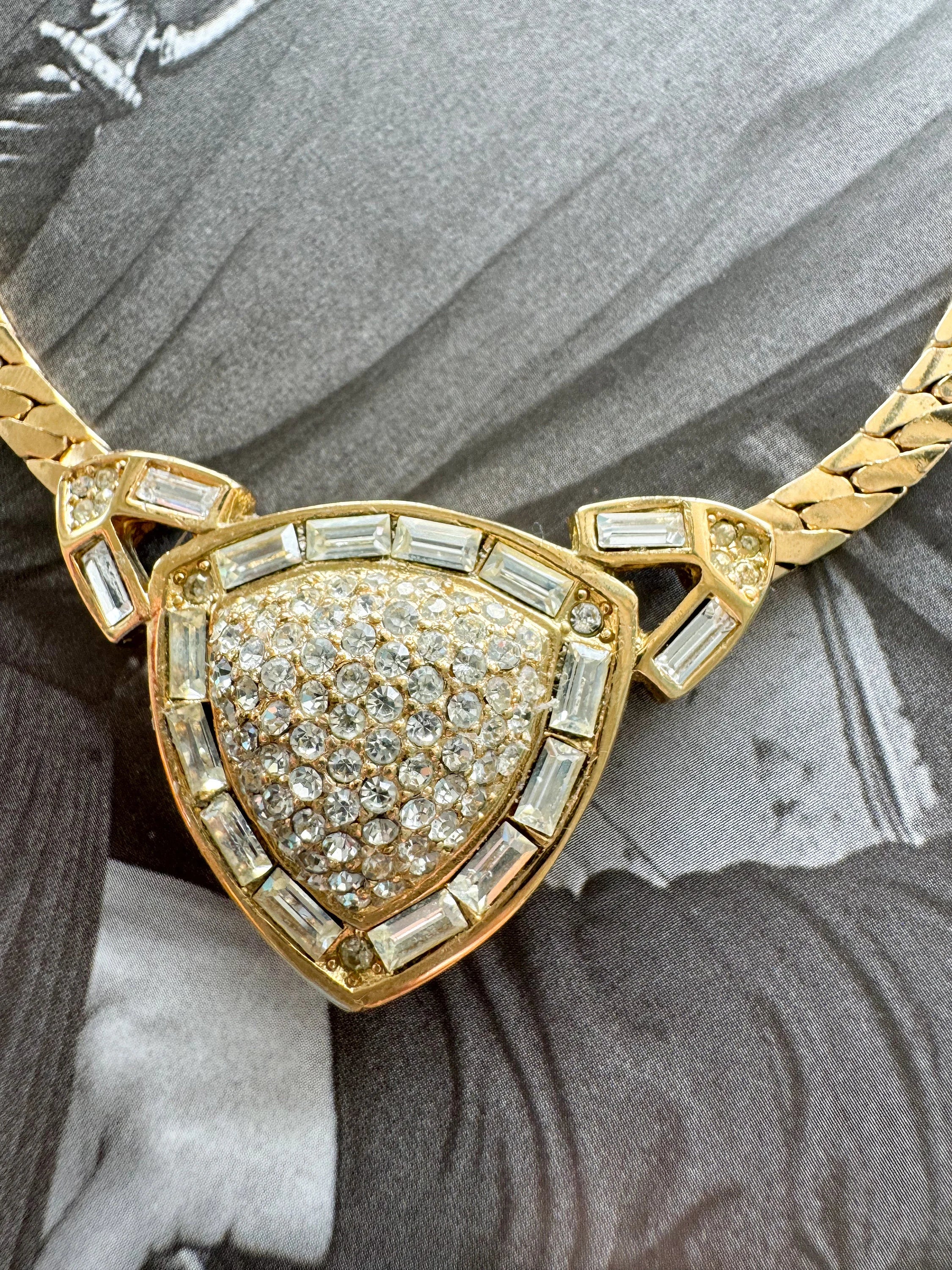 Vintage Christian Dior Necklace, Choker Necklace Gold, Vintage Rhinestone, Bridal Jewelry, Wedding Jewelry, Jewelry for Women, Gift for her