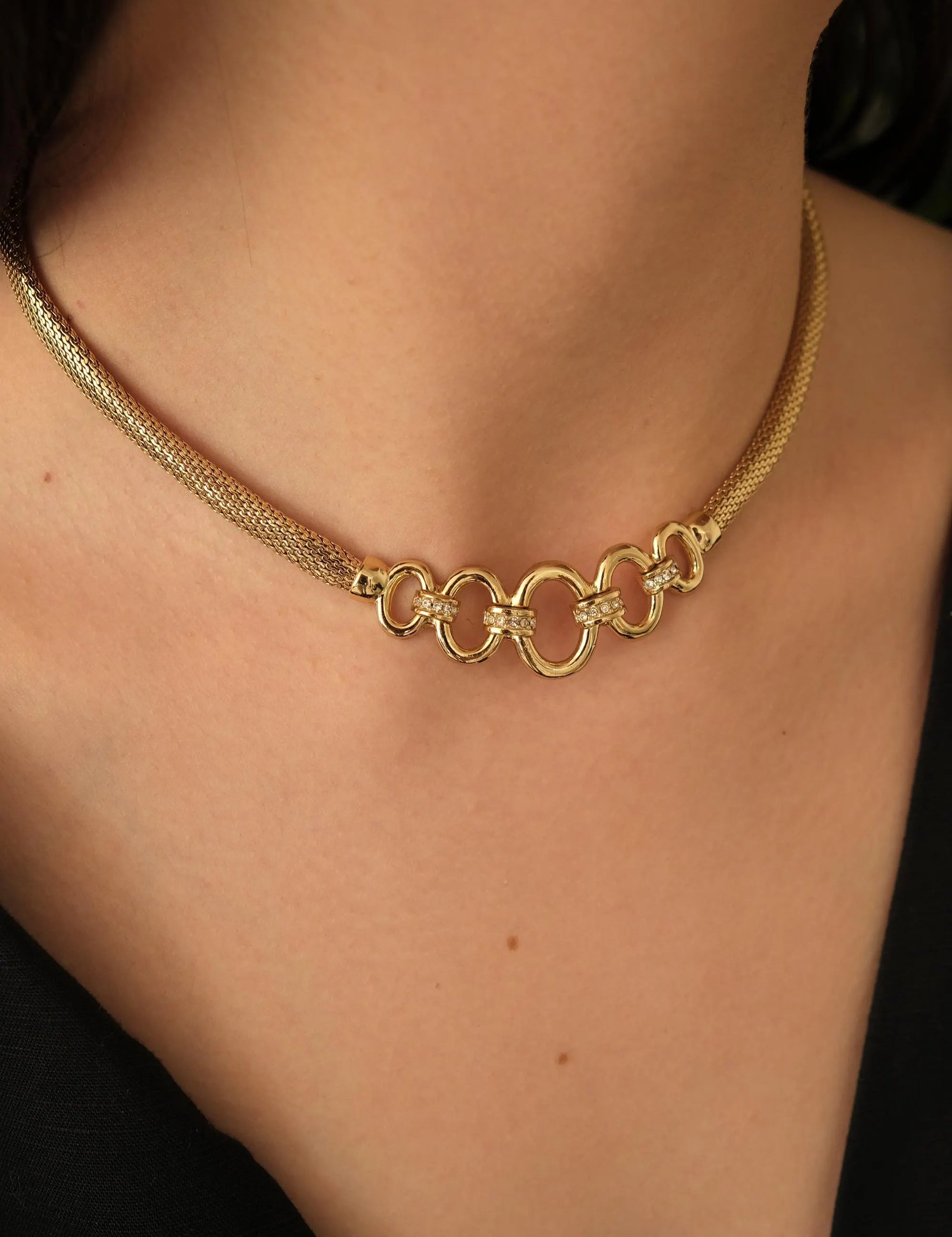 Vintage Christian Dior Necklace, Dior Chain Necklace, Dior Tubogas necklace Snake chain  Necklace, Gift for her, gold zipper choker
