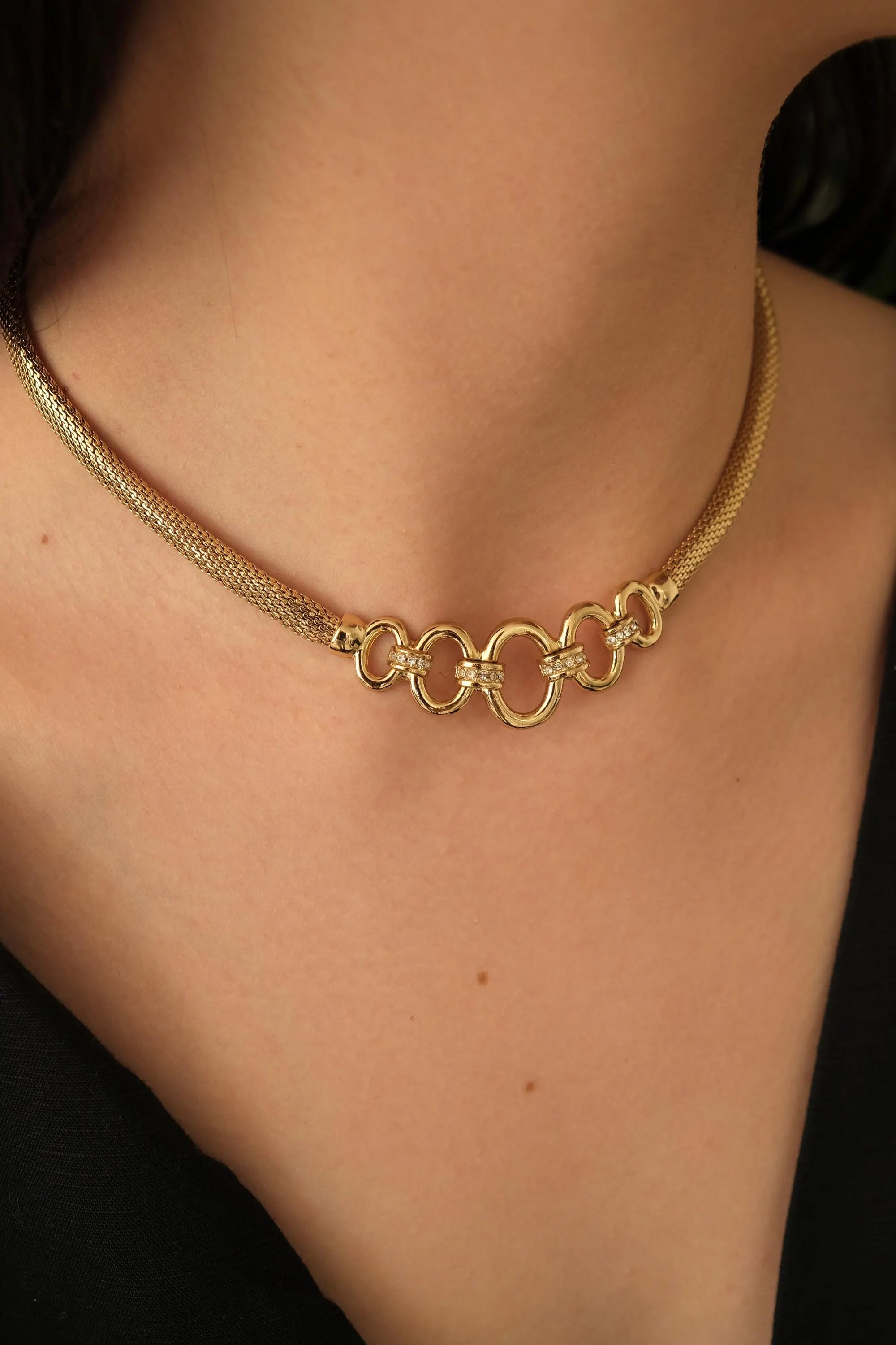 Vintage Christian Dior Necklace, Dior Chain Necklace, Dior Tubogas necklace Snake chain  Necklace, Gift for her, gold zipper choker

