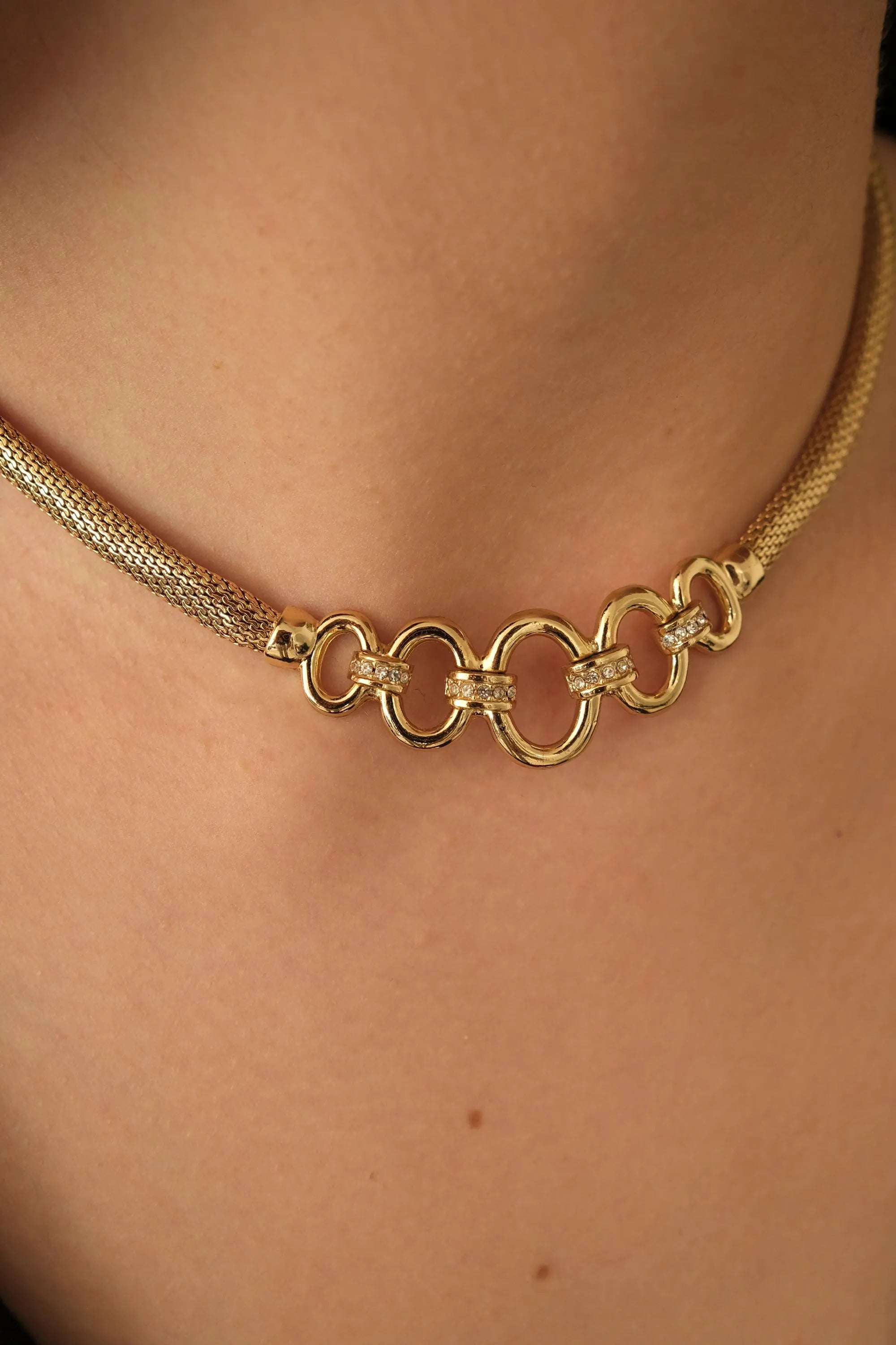 Vintage Christian Dior Necklace, Dior Chain Necklace, Dior Tubogas necklace Snake chain  Necklace, Gift for her, gold zipper choker