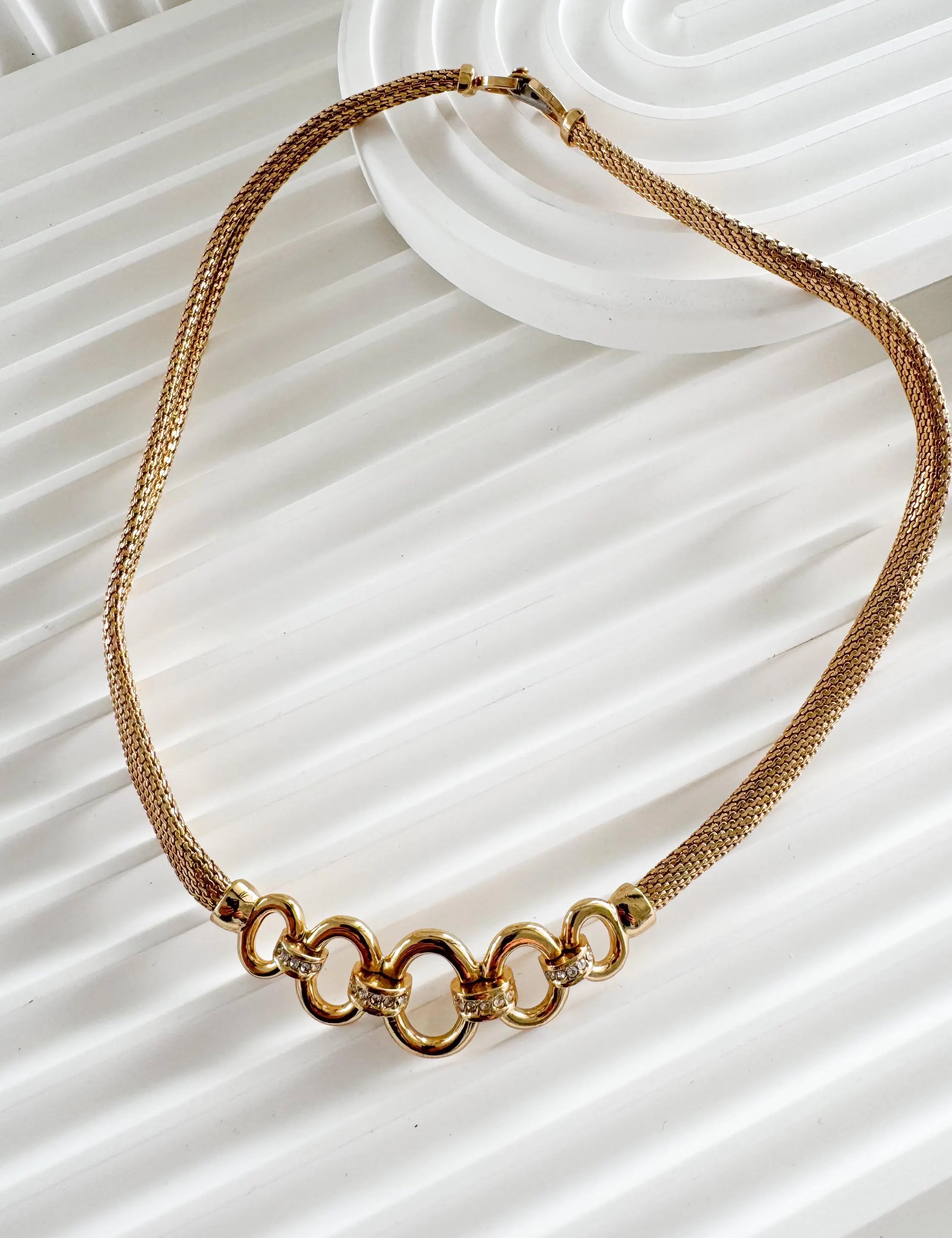 Vintage Christian Dior Necklace, Dior Chain Necklace, Dior Tubogas necklace Snake chain  Necklace, Gift for her, gold zipper choker