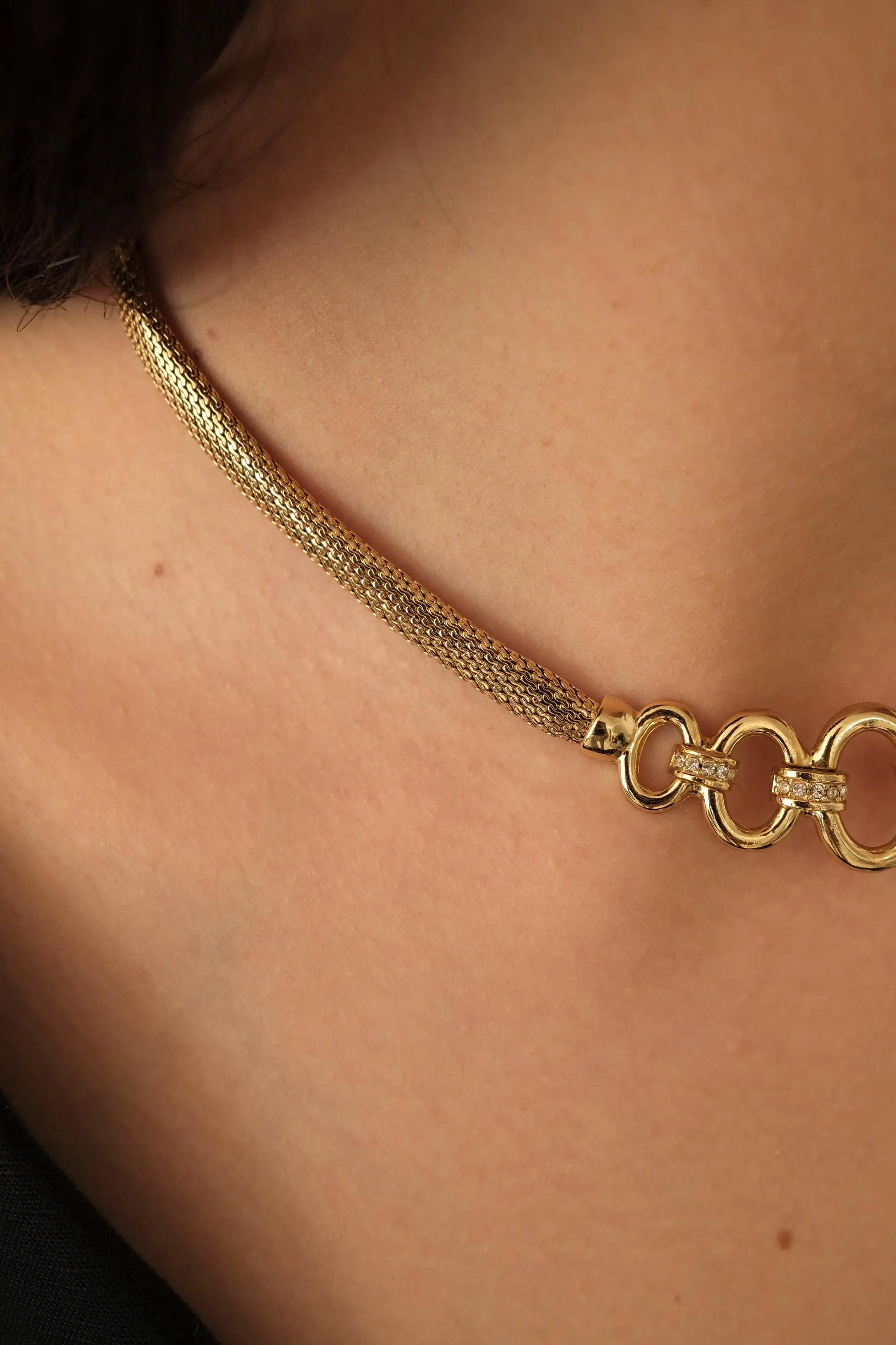 Vintage Christian Dior Necklace, Dior Chain Necklace, Dior Tubogas necklace Snake chain  Necklace, Gift for her, gold zipper choker