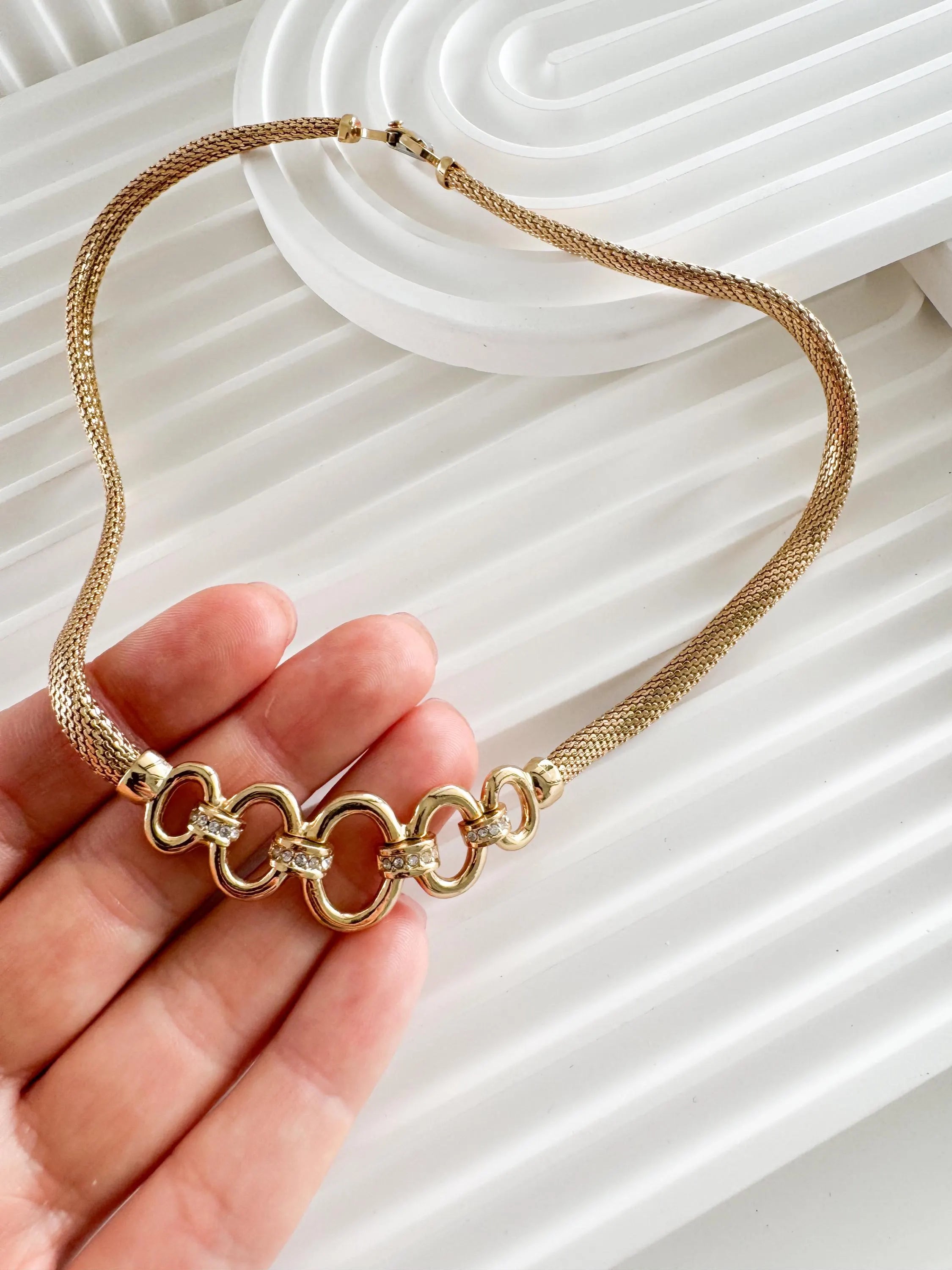 Vintage Christian Dior Necklace, Dior Chain Necklace, Dior Tubogas necklace Snake chain  Necklace, Gift for her, gold zipper choker