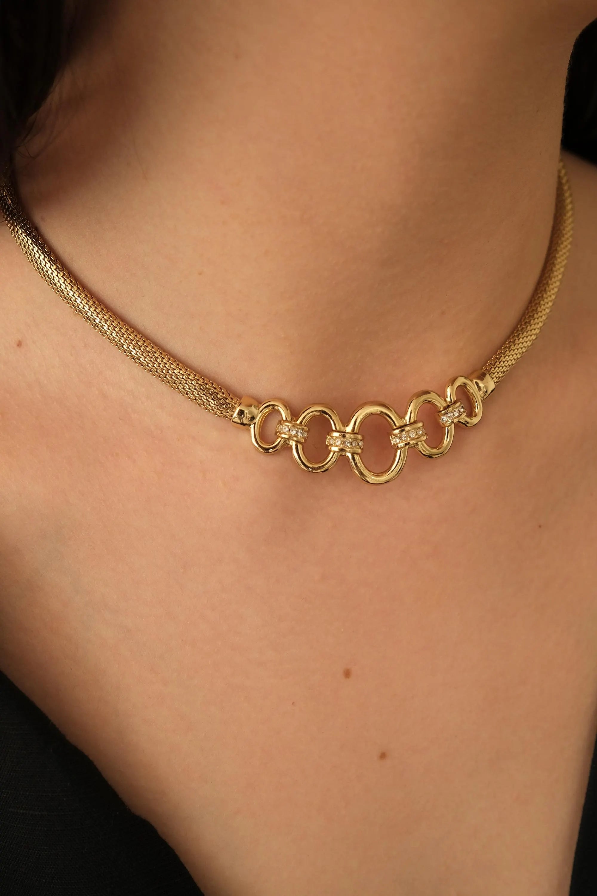 Vintage Christian Dior Necklace, Dior Chain Necklace, Dior Tubogas necklace Snake chain  Necklace, Gift for her, gold zipper choker
