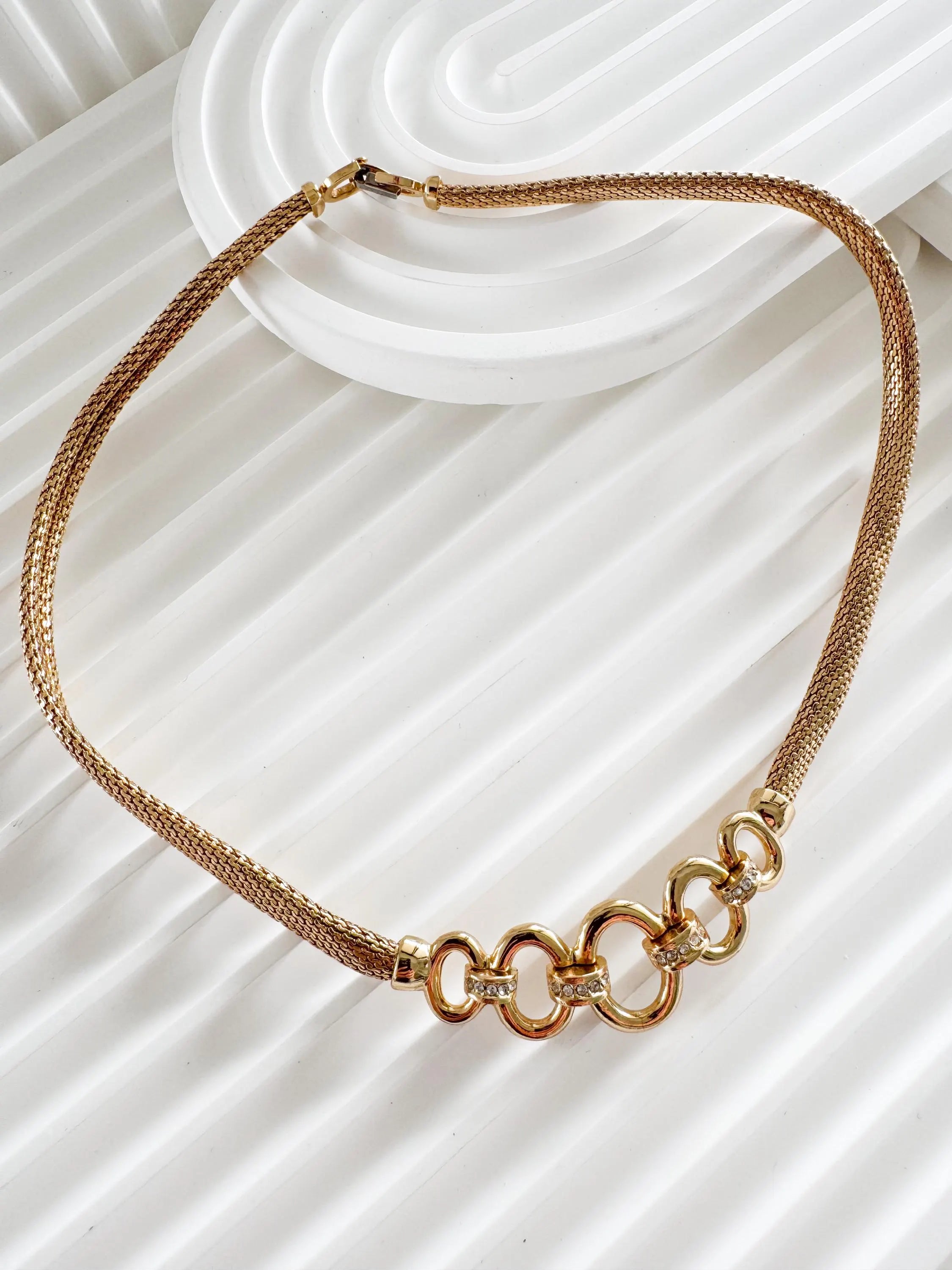 Vintage Christian Dior Necklace, Dior Chain Necklace, Dior Tubogas necklace Snake chain  Necklace, Gift for her, gold zipper choker