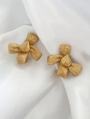 Dior earrings Vintage Christian Dior Ribbon Bow Earrings, Dior Vintage Iconic Gold Tone Earrings chunky Earrings, Vintage Earrings