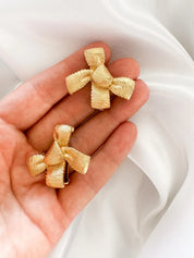 Dior earrings Vintage Christian Dior Ribbon Bow Earrings, Dior Vintage Iconic Gold Tone Earrings chunky Earrings, Vintage Earrings