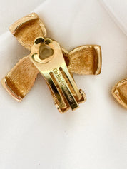 Dior earrings Vintage Christian Dior Ribbon Bow Earrings, Dior Vintage Iconic Gold Tone Earrings chunky Earrings, Vintage Earrings