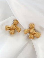 Dior earrings Vintage Christian Dior Ribbon Bow Earrings, Dior Vintage Iconic Gold Tone Earrings chunky Earrings, Vintage Earrings