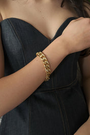 Vintage 1980s Christian Dior Gold-Plated Chain Link Bracelet with Beaded Crystals – Authentic Dior Jewelry, Rare Galliano Era Design