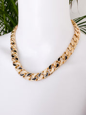 Christian Dior Vintage Gold Choker Necklace, Logo Chain, 1990s German Designer Jewelry