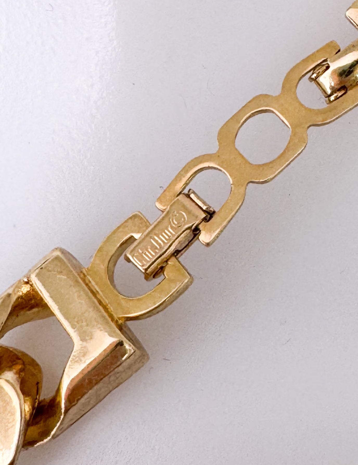 Christian Dior Vintage Gold Choker Necklace, Logo Chain, 1990s German Designer Jewelry