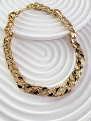 Christian Dior Vintage Gold Choker Necklace, Logo Chain, 1990s German Designer Jewelry