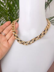 Christian Dior Vintage Gold Choker Necklace, Logo Chain, 1990s German Designer Jewelry