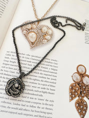 Vintage Christian Dior Black Tone Pendant, Dior Victorian Necklace, Dior Necklace Rose, Gift for her, Best Friend Gift, Gothic Necklace
