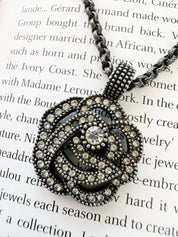 Vintage Christian Dior Black Tone Pendant, Dior Victorian Necklace, Dior Necklace Rose, Gift for her, Best Friend Gift, Gothic Necklace