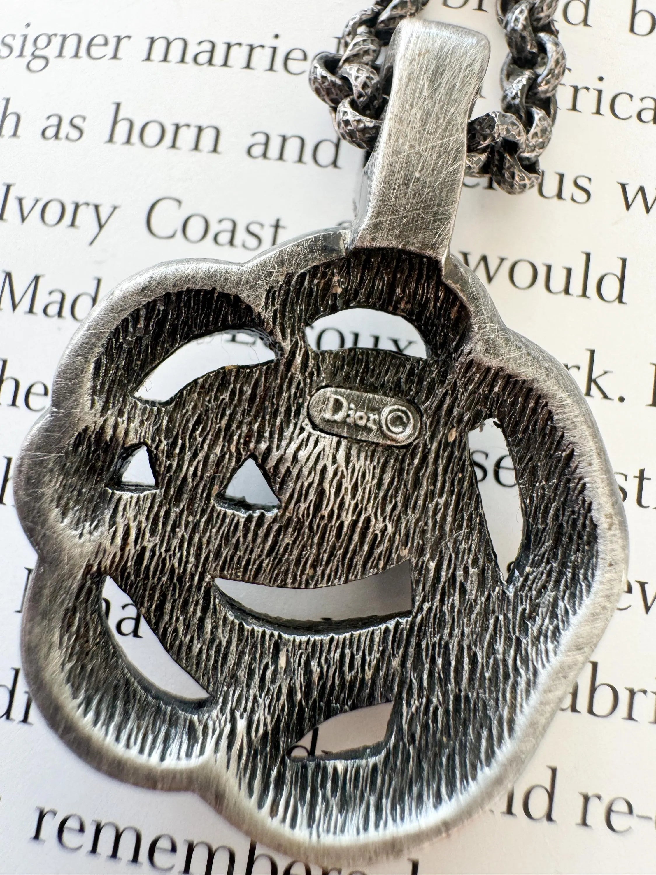 Vintage Christian Dior Black Tone Pendant, Dior Victorian Necklace, Dior Necklace Rose, Gift for her, Best Friend Gift, Gothic Necklace