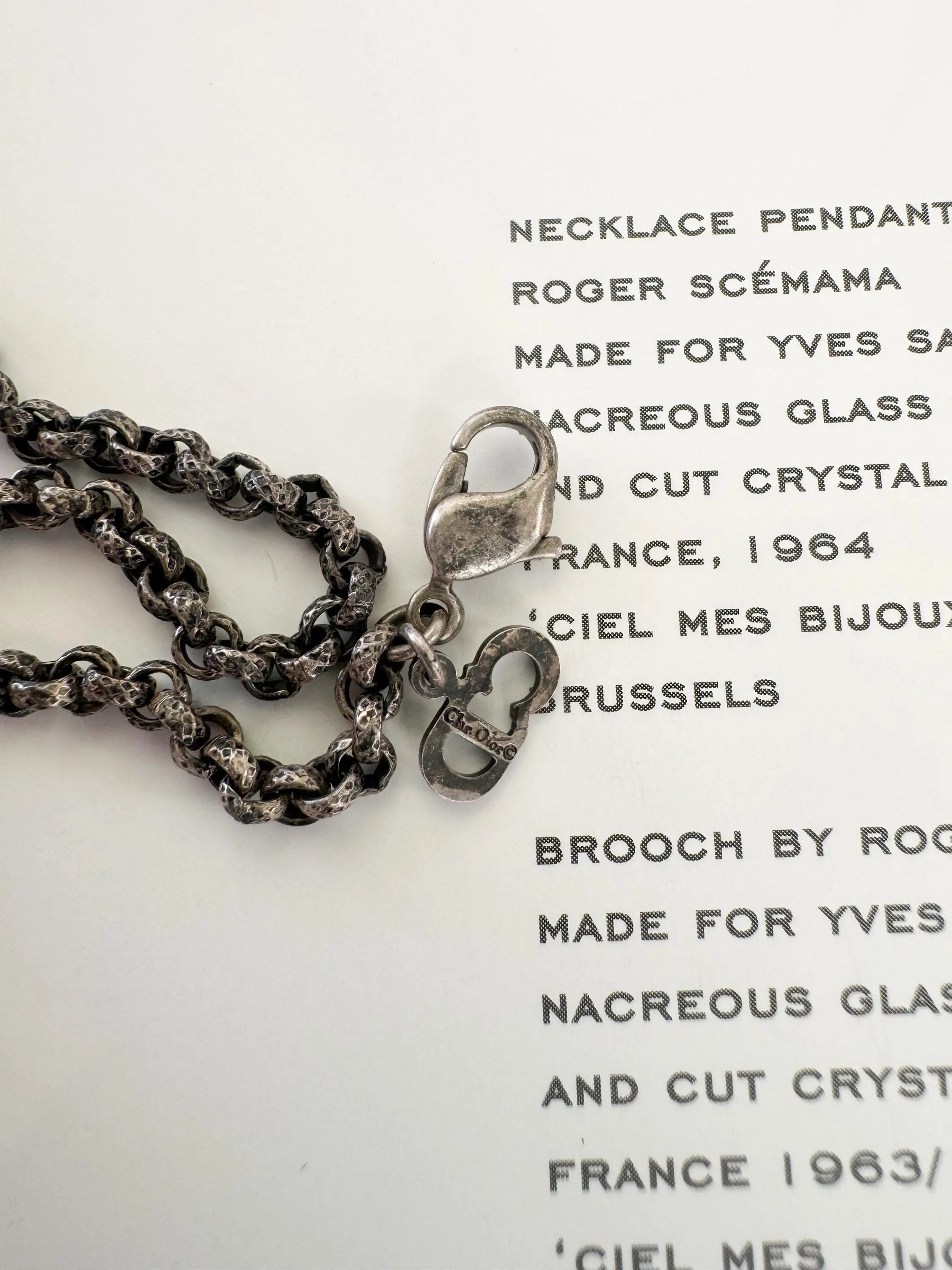 Vintage Christian Dior Black Tone Pendant, Dior Victorian Necklace, Dior Necklace Rose, Gift for her, Best Friend Gift, Gothic Necklace