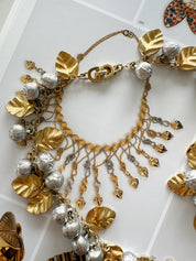 Vintage Christian Dior Necklace 1974 , Bridal Necklace, Vintage Necklace Leaf , Personalized Gifts, Choker Necklace Gold Authentic Vintage