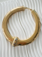 Vintage Christian Dior Necklace, Dior Chain Necklace, Dior Tubogas necklace Snake chain  Necklace, Gift for her, Vintage rhinestones