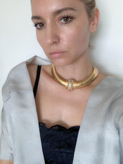 Vintage Christian Dior Necklace, Dior Chain Necklace, Dior Tubogas necklace Snake chain  Necklace, Gift for her, Vintage rhinestones