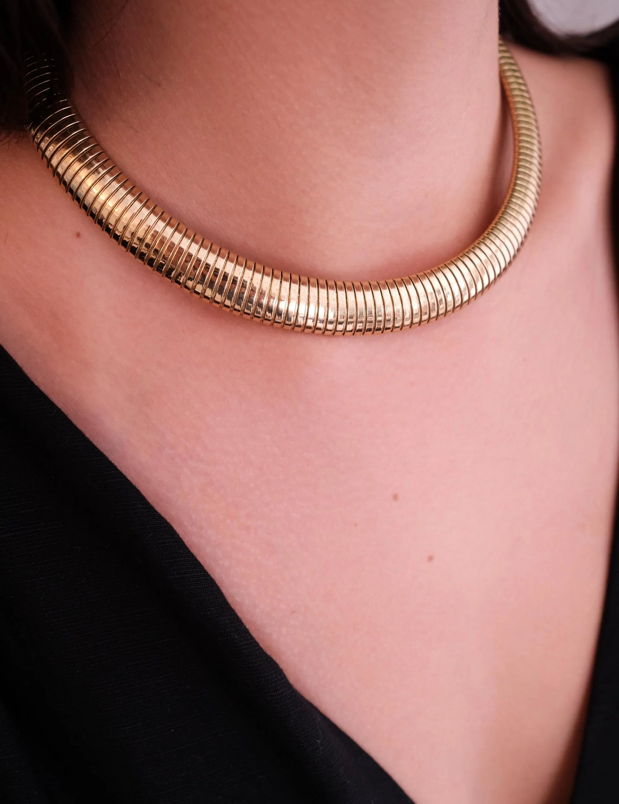 Vintage Christian Dior Necklace, Dior Chain Necklace, Dior Tubogas necklace Snake chain  Necklace, Gift for her, gold zipper choker