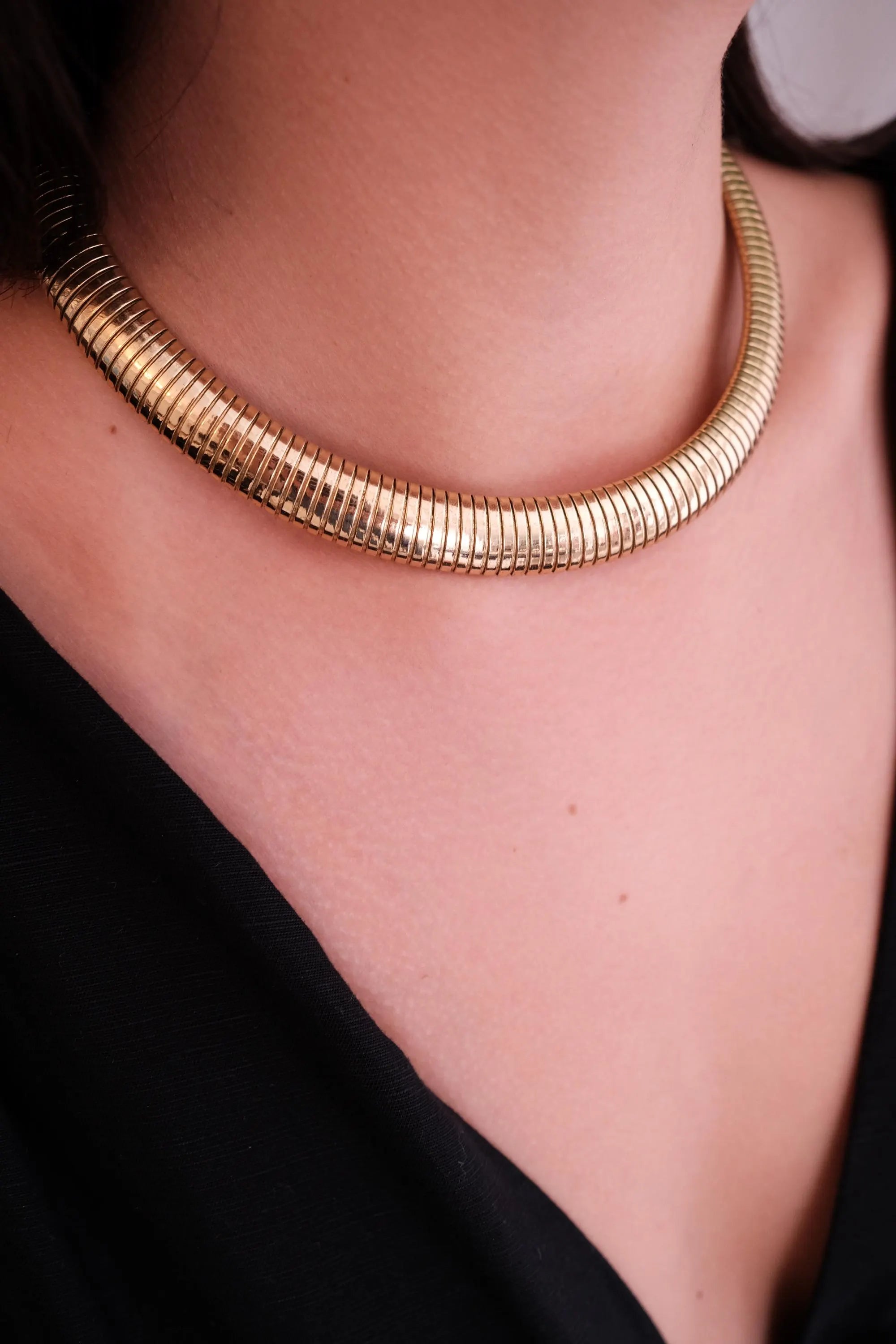 Vintage Christian Dior Necklace, Dior Chain Necklace, Dior Tubogas necklace Snake chain  Necklace, Gift for her, gold zipper choker