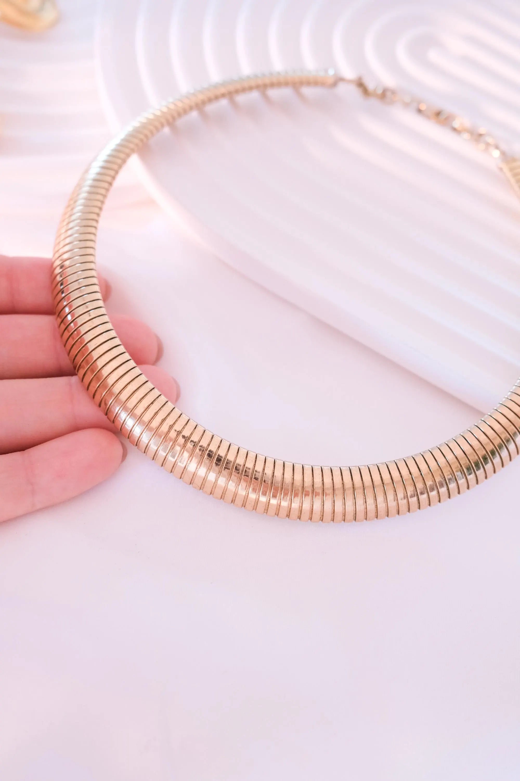 Vintage Christian Dior Necklace, Dior Chain Necklace, Dior Tubogas necklace Snake chain  Necklace, Gift for her, gold zipper choker
