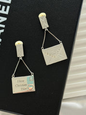 Dior earrings, Vintage Christian Dior Earrings Love Letter Motif, Dior Vintage 925 Sterling silver Earrings, Vintage Earrings, Gift for her