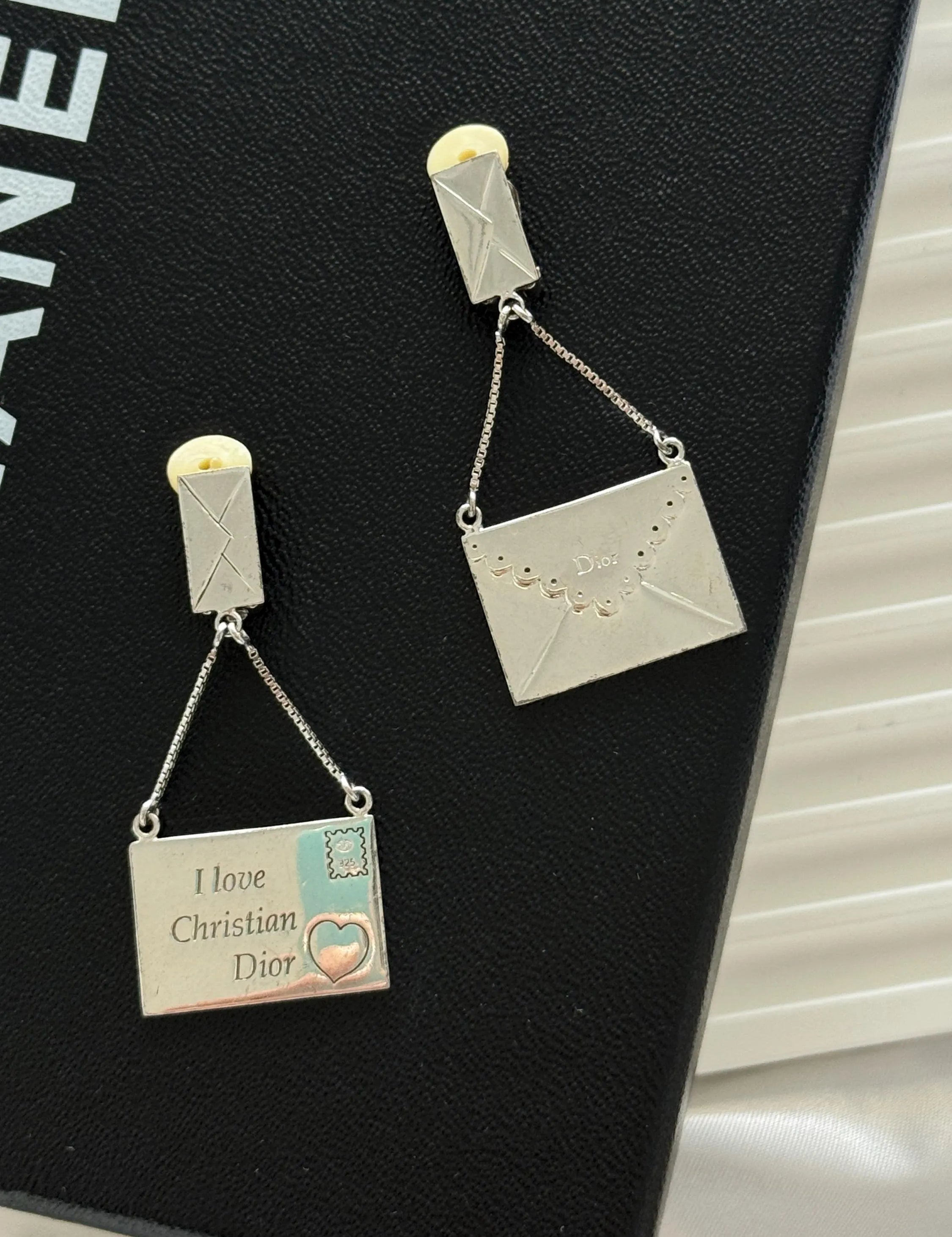 Dior earrings, Vintage Christian Dior Earrings Love Letter Motif, Dior Vintage 925 Sterling silver Earrings, Vintage Earrings, Gift for her