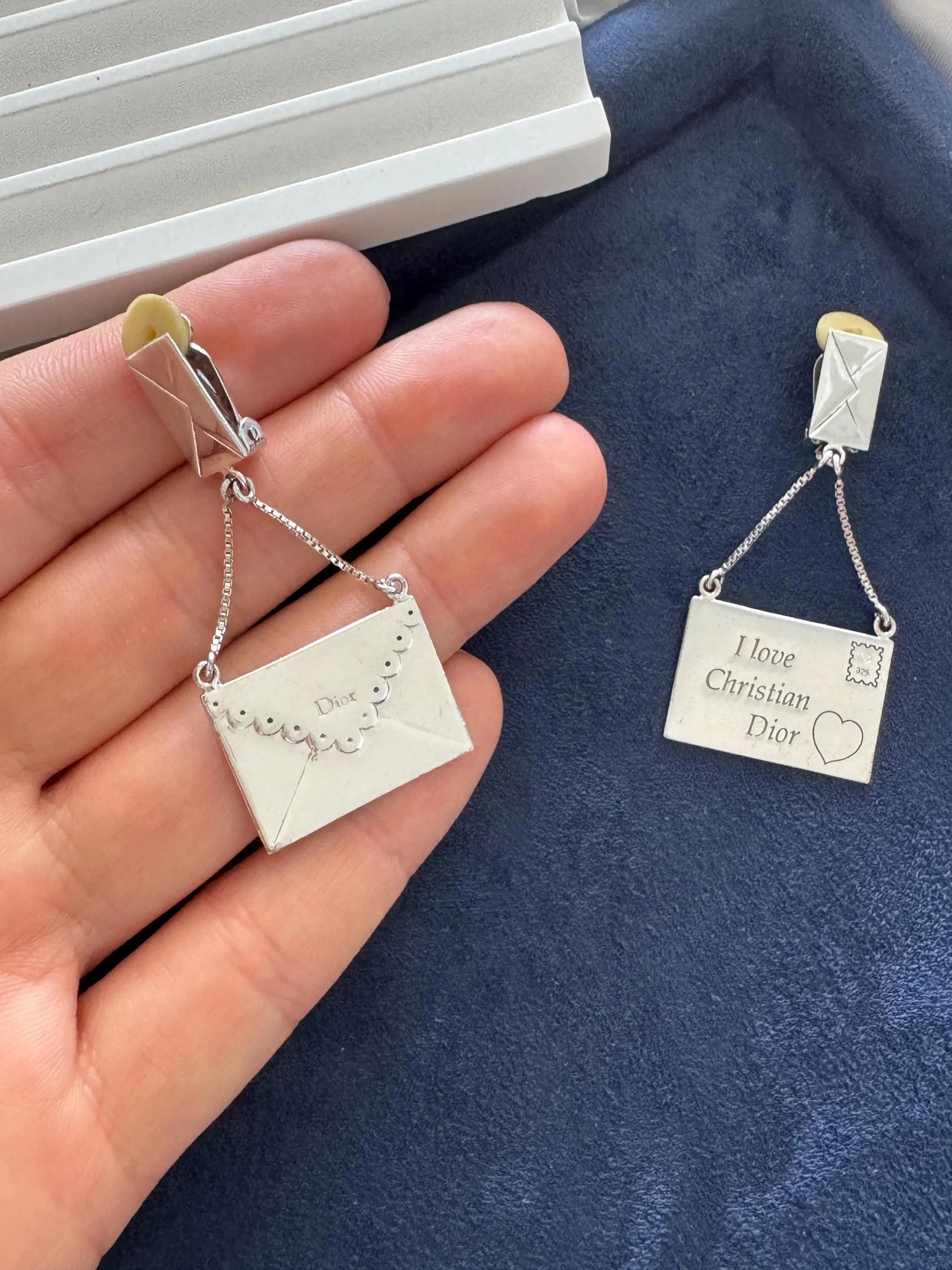 Dior earrings, Vintage Christian Dior Earrings Love Letter Motif, Dior Vintage 925 Sterling silver Earrings, Vintage Earrings, Gift for her