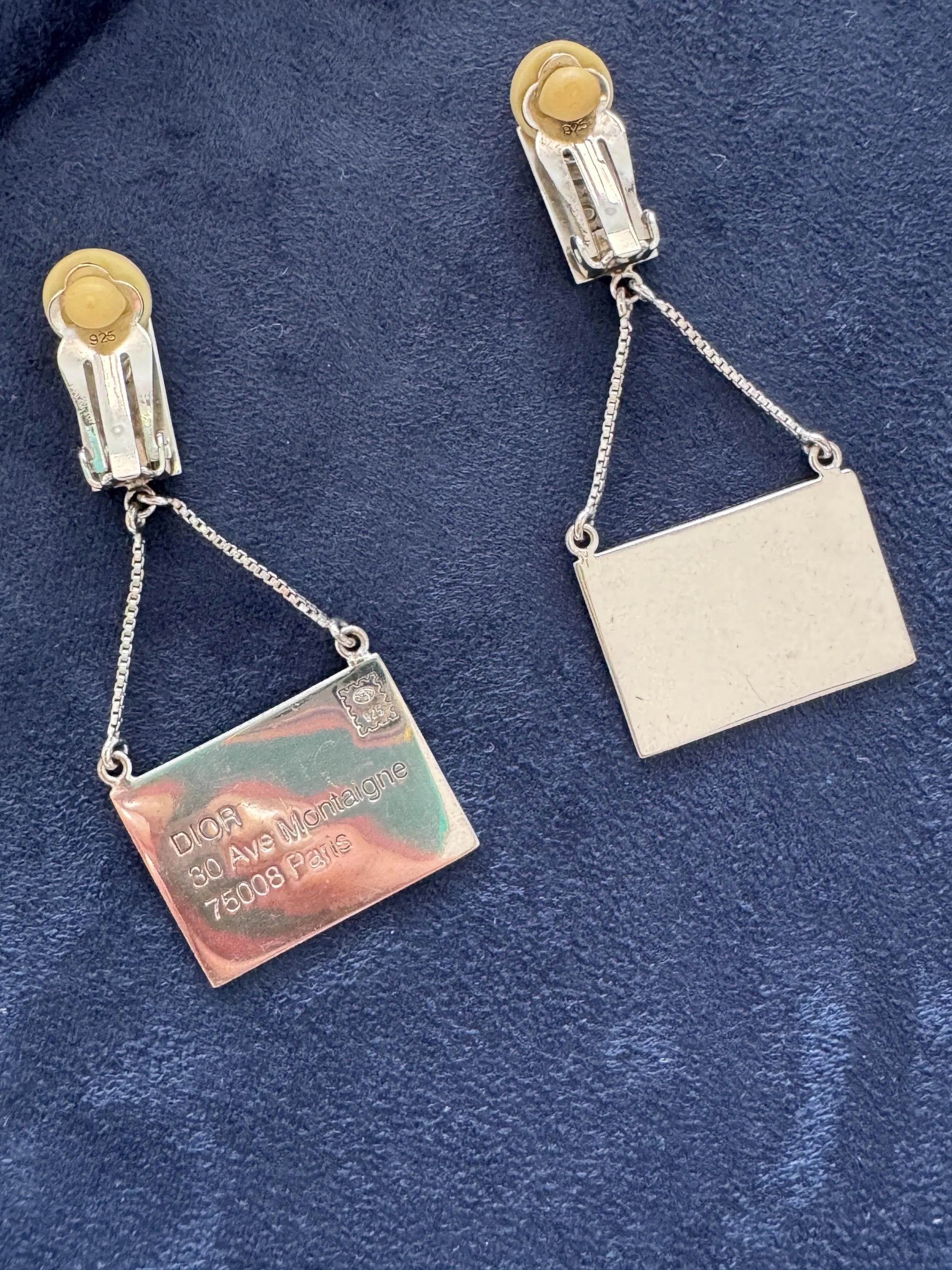 Dior earrings, Vintage Christian Dior Earrings Love Letter Motif, Dior Vintage 925 Sterling silver Earrings, Vintage Earrings, Gift for her