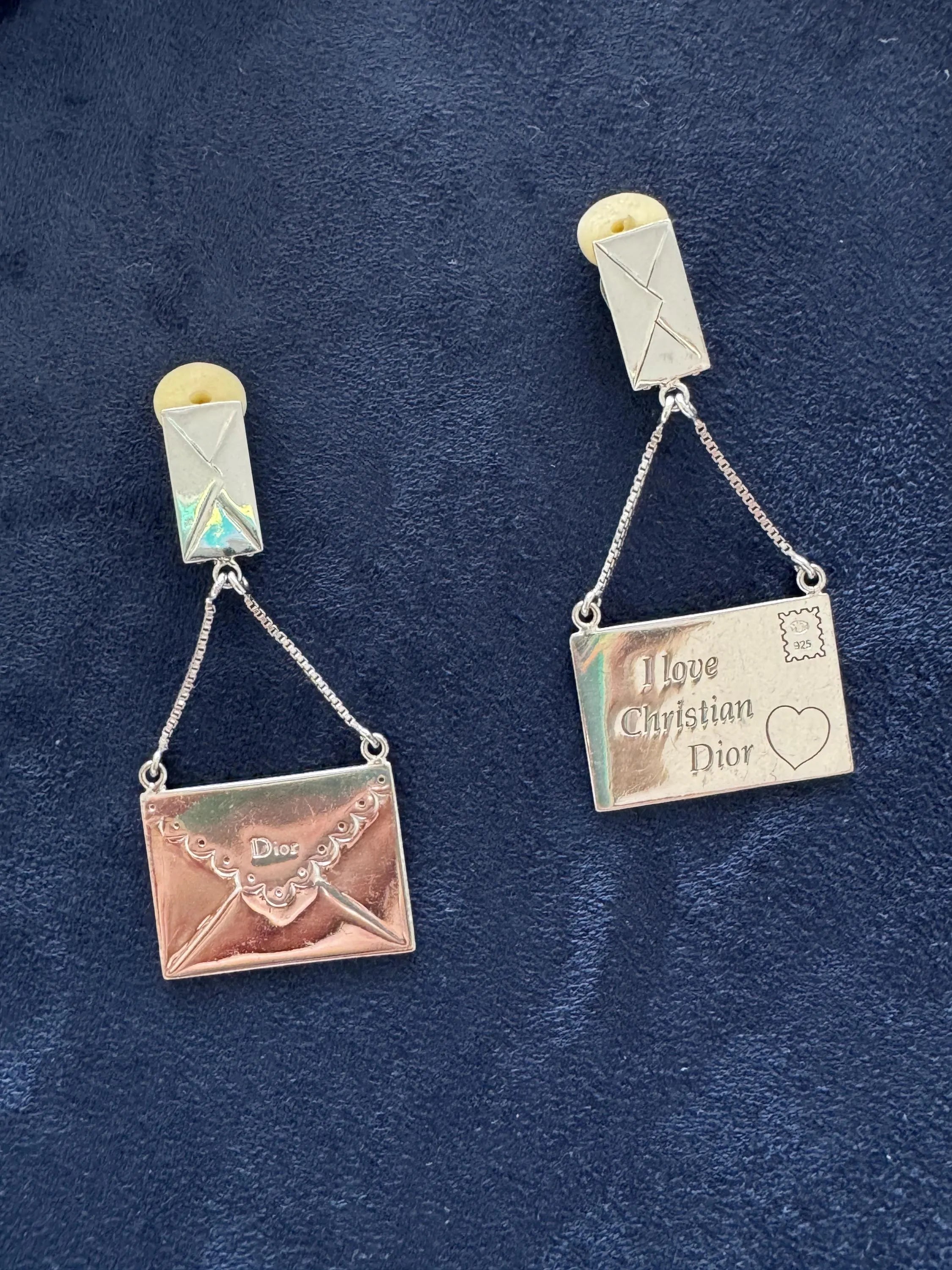 Dior earrings, Vintage Christian Dior Earrings Love Letter Motif, Dior Vintage 925 Sterling silver Earrings, Vintage Earrings, Gift for her