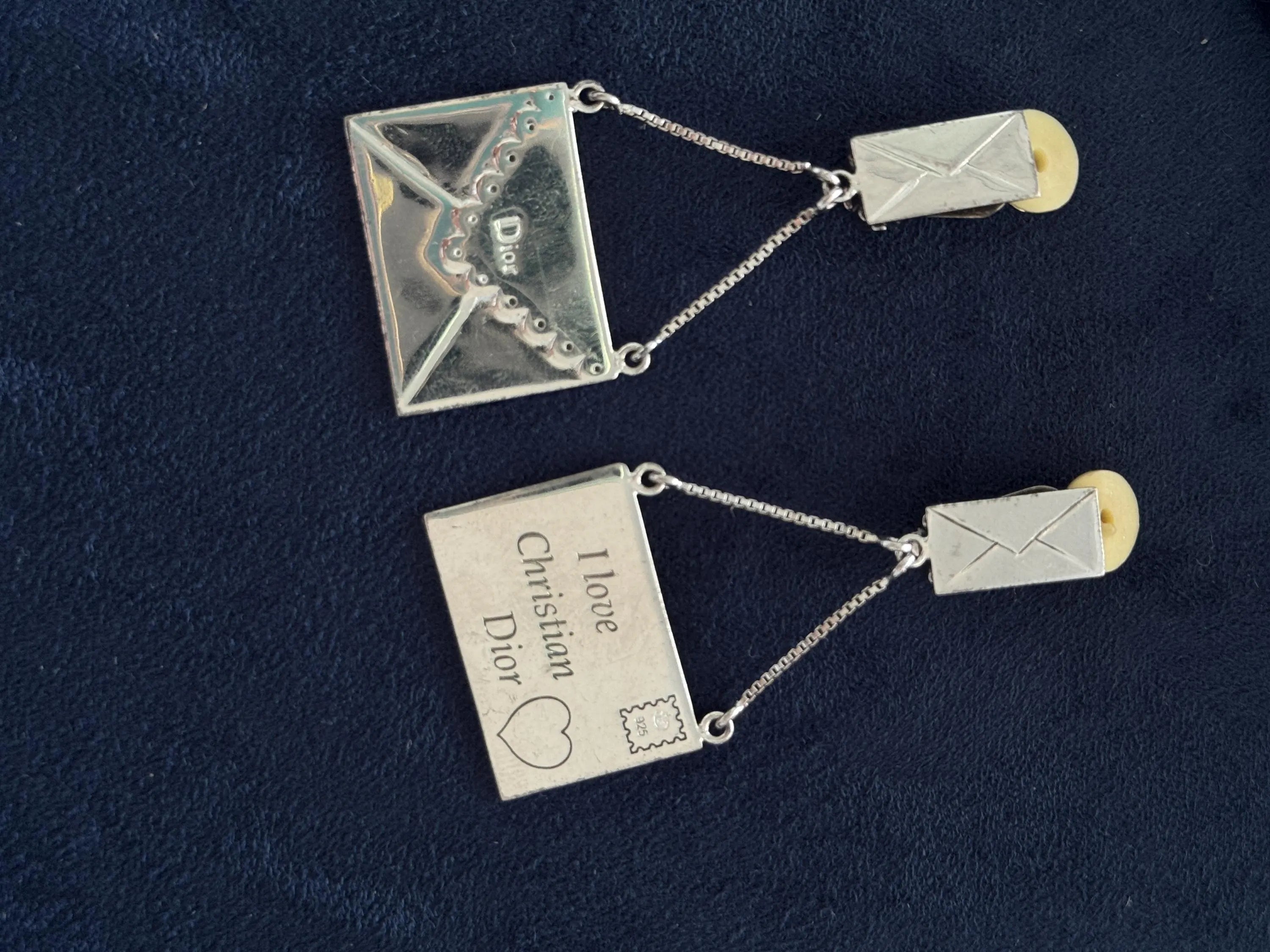 Dior earrings, Vintage Christian Dior Earrings Love Letter Motif, Dior Vintage 925 Sterling silver Earrings, Vintage Earrings, Gift for her