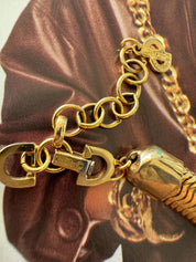 Vintage Christian Dior Necklace, Dior Chain Necklace, Dior Tubogas necklace Snake chain  Necklace, Gift for her, gold zipper choker Unisex