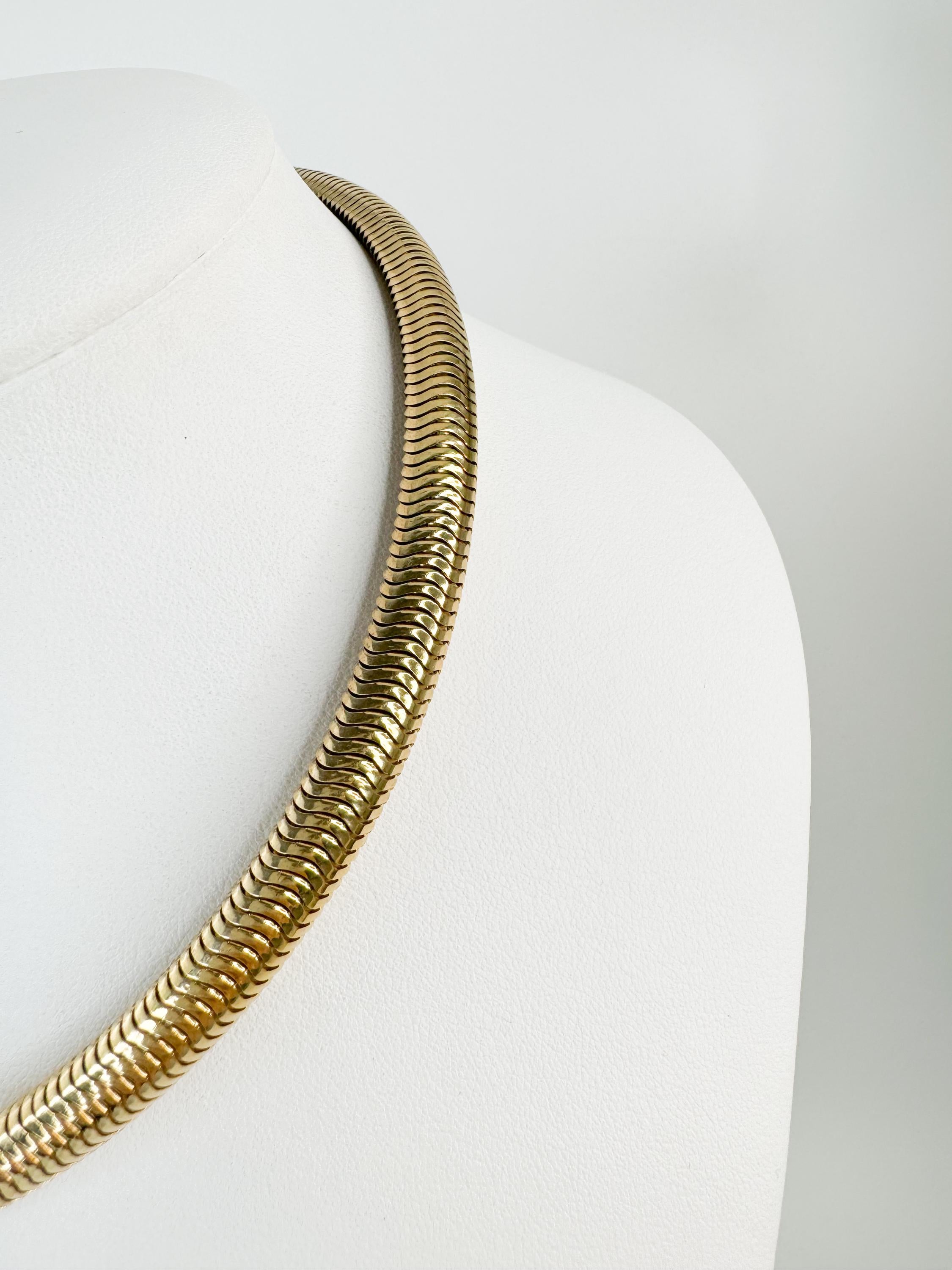 Vintage Christian Dior Necklace, Dior Chain Necklace, Dior Tubogas necklace Snake chain  Necklace, Gift for her, gold zipper choker Unisex