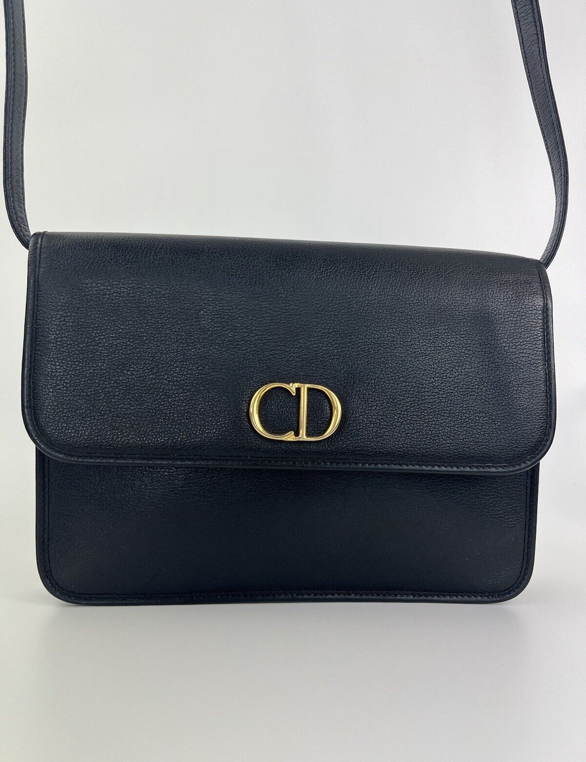 Christian Dior Bag Vintage Dior  Black  Bag leather Logo 3 Ways Shoulder Cross body Clutch Bag made in France
